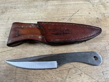 Vintage United Cutlery Gil Hibben Throwing Knife With Leather Sheath