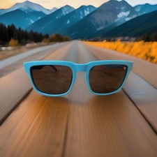 New SPY Optic Helm Sunglasses Light Blue with Black Lens Unisex Ken Block