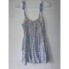 Lily Rose Blue White Floral Spaghetti Strap Adjustable Ruched Romper Jumper Med — photo 3