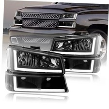 LED DRL Headlights Assembly Compatible with Black Housing / Clear Reflector