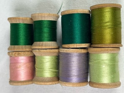 Vintage Belding Corticelli Lot Of 8 Wooden Spool Sewing Thread