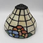 Vintage Tiffany Style Flower Stained Glass Lamp Shade 7.5 ” Across 5” Tall