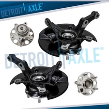 Front Steering Knuckles Rear Wheel Bearing Hubs Kit for 2006 - 2011 Honda Civic