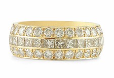 Princess and Round Diamond Wedding Band 14k Yellow Gold 2.20ct SI1 SZ 6