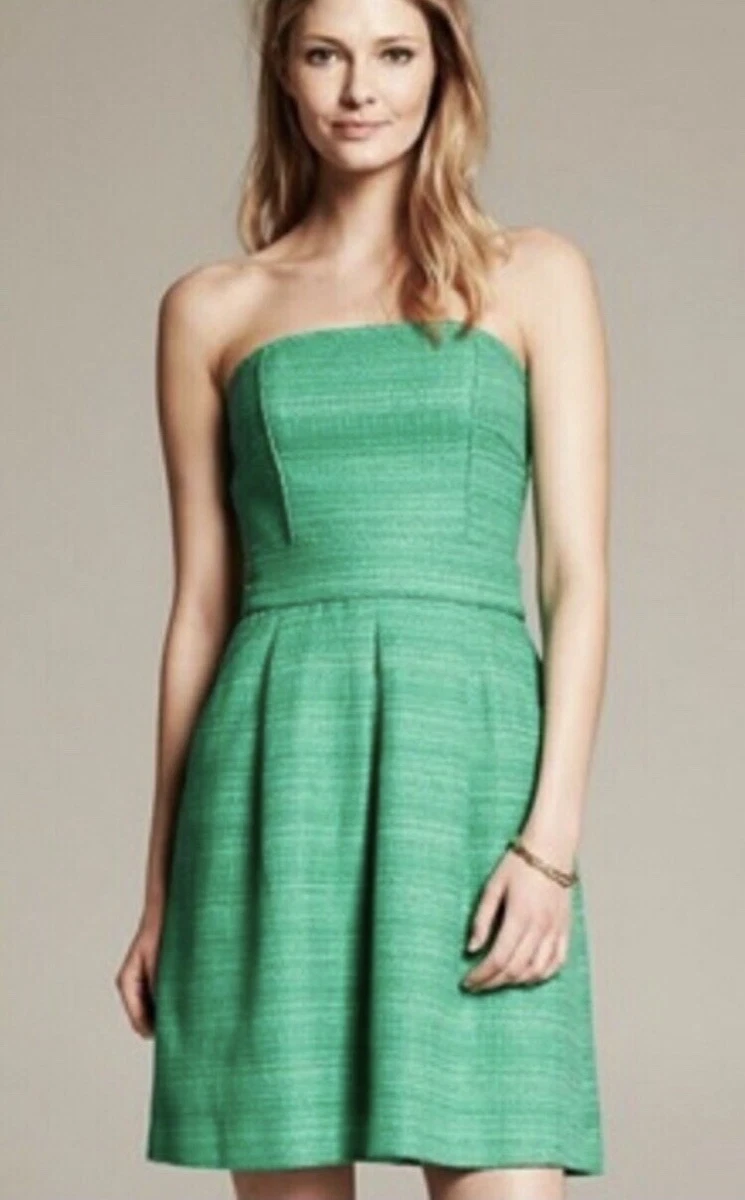 WOMENS BANANA REPUBLIC Green TWEEDY strapless pencil DRESS pockets! Size 2  EUC! | eBay