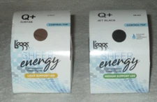 L'eggs Q+ Jet Black Suntan Control Top Sheer Energy Medium Light Support Tights