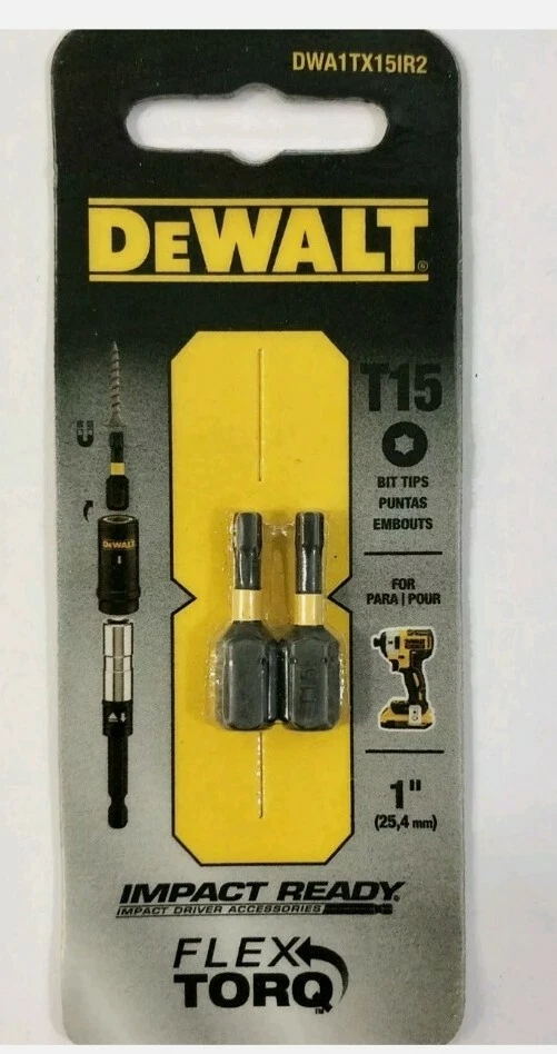 2 Count DEWALT T 15 Impact Ready Bit Tip 1 DWA1TX15IR2 Star Bit