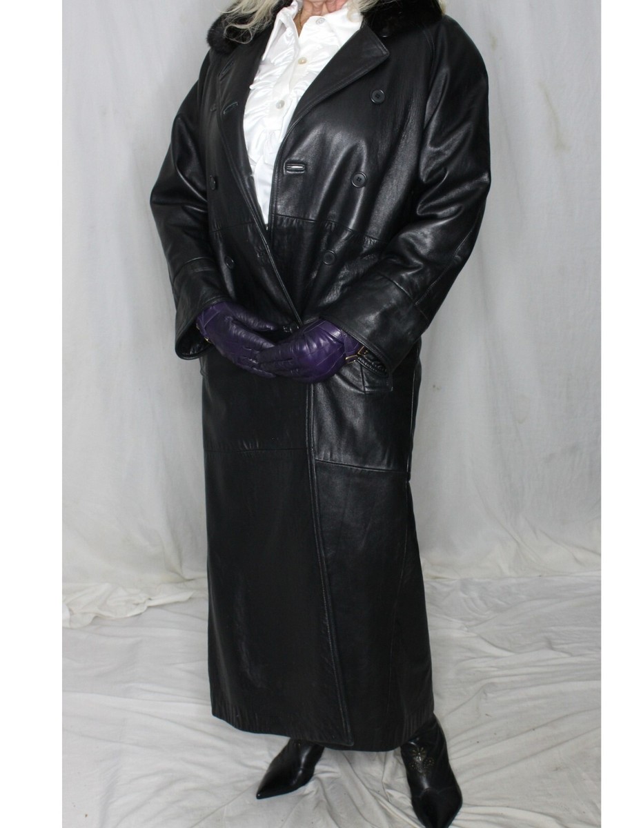 【希少品】Vintage Leather Long Trench Coat Buy Vintage Black Leather Long Trench Coat. Originally Women's