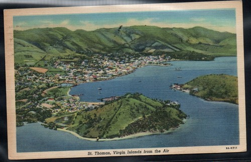 1951 Prexie Sologebrauch 808 Virgin Islands Postkarte Charlotte Amalie VI nach Texas - Bild 2 von 2