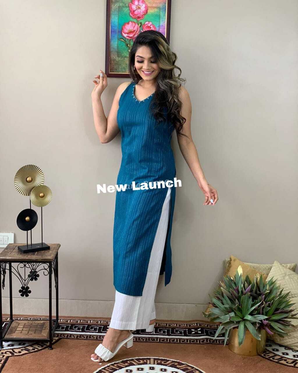 sleeveless kurti palazzo set