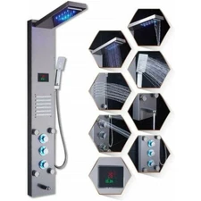 Best Seller ELLO&ALLO 53 in. 10-Jet Shower Panel System in Brushed Nickel