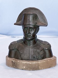 19th C Bronze Bust France Emperor Napoleon Bonaparte Waterloo Battle War