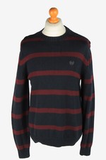 Chaps Crew Neck Jumper Pullover Men Vintage Warm 90s Navy M-IL2439