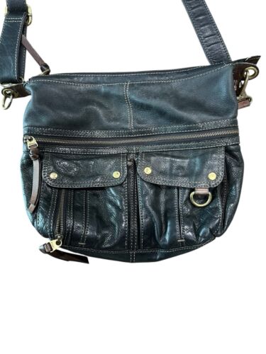 Vintage Fossil Genuine Leather Morgan Traveler Crossbody Bag Black Everyday - Picture 2 of 17