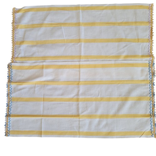 Cannon Kitchen Dish Towels (2) Striped Cotton Contrast Embroidered Lace Vintage - Picture 3 of 8
