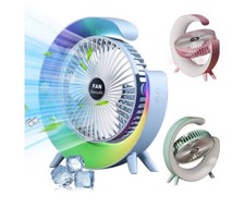 Fan LED Desk Portable USB 3 Speeds Rechargeable Cooler Cooling Silent Wireless