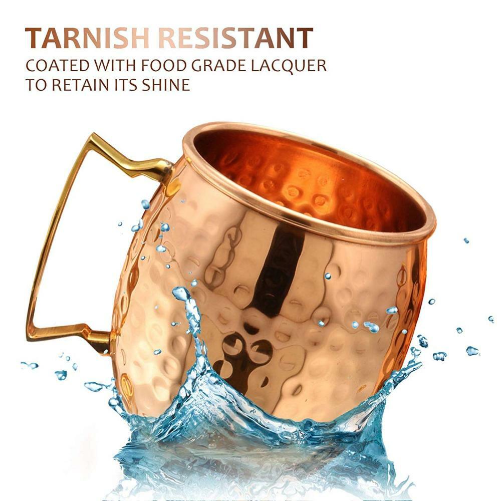 Moscow Mule Copper Mugs Set Of 4 By B.WEISS 100 Pure +Bonus set of 4