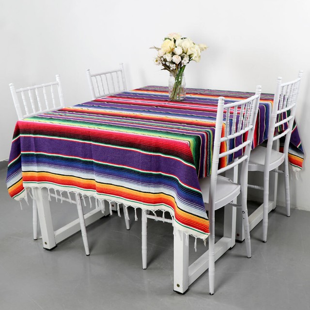 Mexican Serape Tablecloth Table Cover Cotton Blanket Festival Party