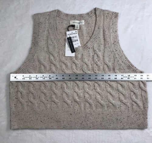 Treasure & Bond kurzes Damen-Tanktop Zopfmuster haferflocken meliert Baumwollmischung 1X neu mit Etikett - Bild 5 von 8