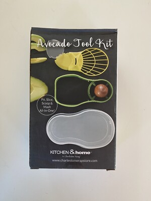 Avocado Slicer 3-in-1 Tool Kit Pit Slice Scoop Mash Green Storage NEW