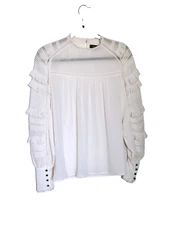 Isabel Marant SILK Off White Ruffle Sleeve Peasant Blouse Top Ivory Sz 34 XS S 2