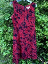 STUDIO I Rich Red On Black Paisley Elegant Classy Sexy Dress Size 12 ❤️sj7m34