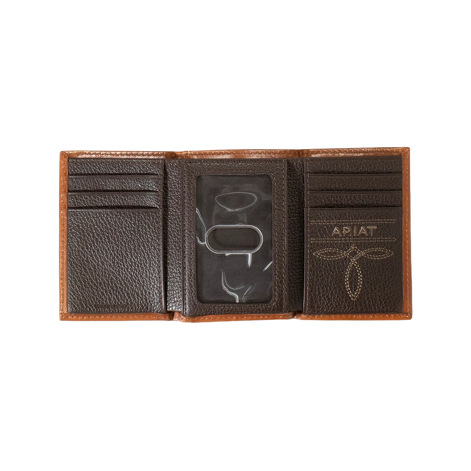 Cartera triple de cuero marrón Ariat Sunburst para hombre A3557002 Foto 2 de 2