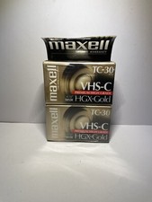 Maxell TC-30 VHS-C Premium High Grade HGX-Gold Camcorder Tapes-2 Pack Sealed New