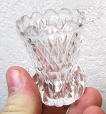 vintage cut glass toothpick holder trinket dish, nice home or kitchen decor item