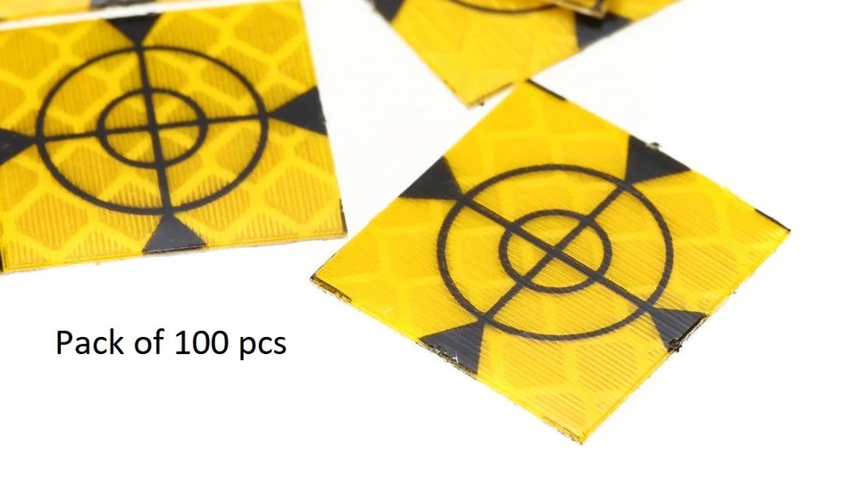 100x Retro Survey Targets (pack Of 100 )30x30mm Adhesive For Total Stations EDM