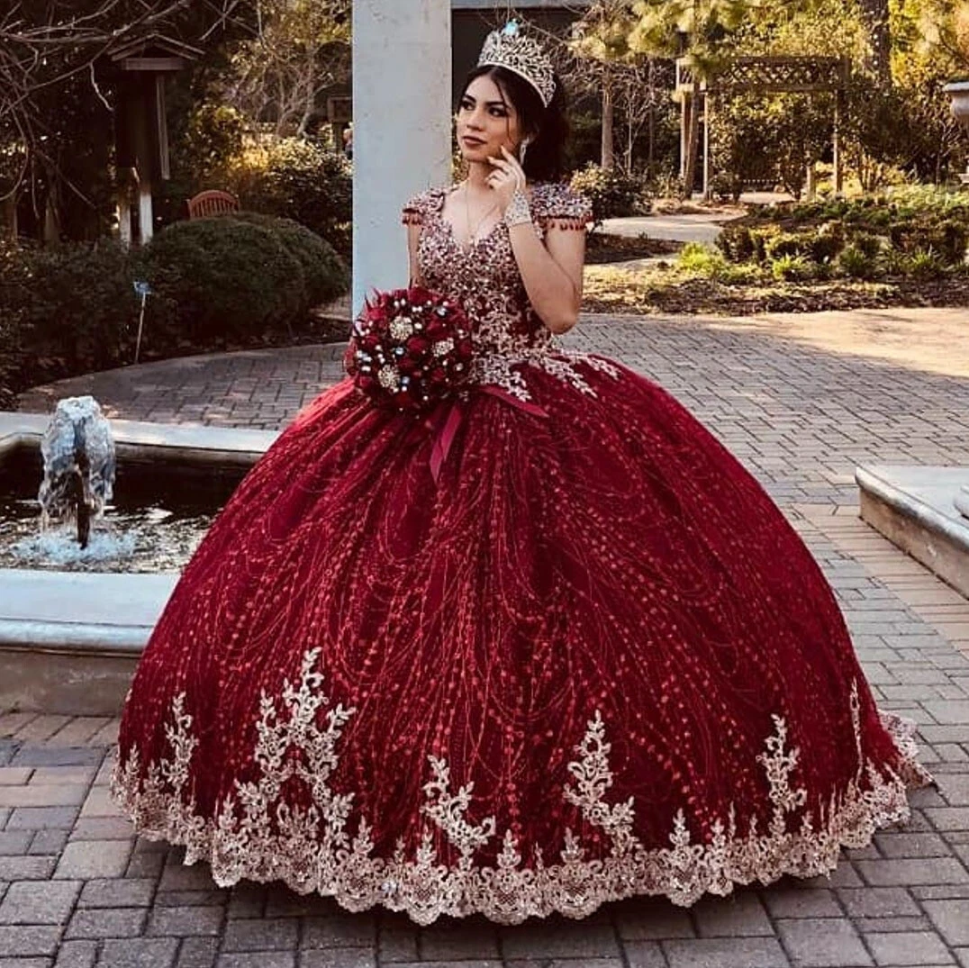 Maroon cheap ball gown