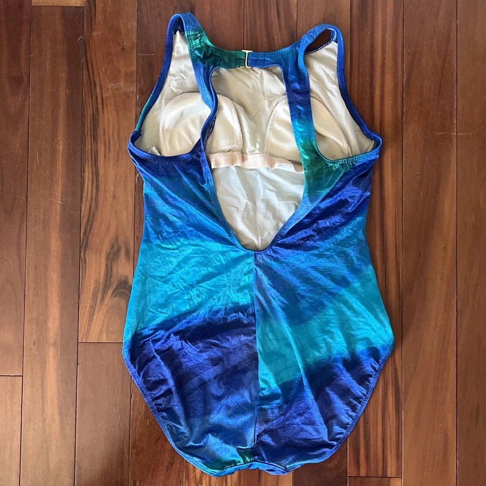 Винтажный купальник 80-х Sirena цельный омбре купальный костюм синий 10 купальный костюм бирюзовый - Изображение 4 из 4