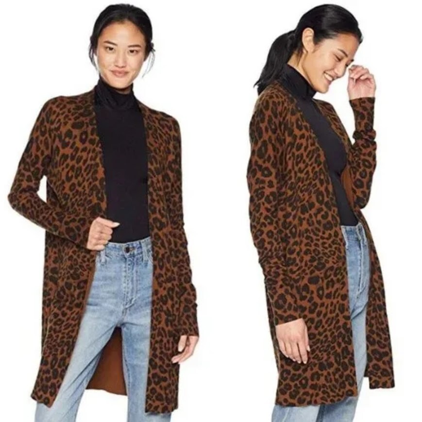 SANCTUARY Lenox Cardigan Sweater, Brown Black Cheetah Leopard