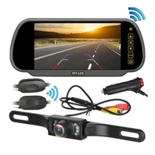 Bileeko Wireless Car Mirror 7"Monitor Vehicle Backup Camera License Plate Camera
