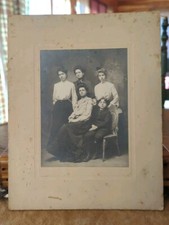 Rare Antique Cabinet Card Photo Group Victorian Portrait Women Girls Boy 7x9