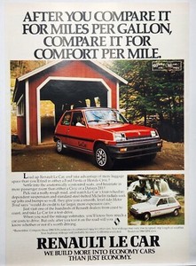 1980 Renault Le Car Red Covered Bridge Retro Original Print Ad Life Magazine 80s