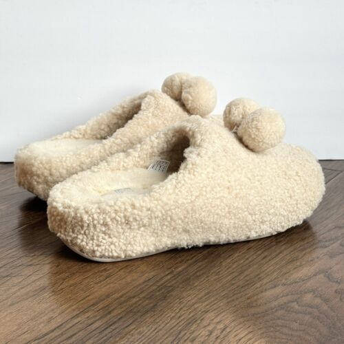 FitFlop Shuv Pom Pom zoccoli donna taglia 8 avorio riccio lana shearling muletto ciabatte - Foto 6 di 14