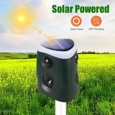 Ultrasonic Solar Cat Dog Repeller Fox Animal Scarer Deterrent Repeller Garden US