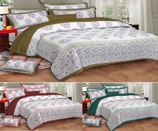 New Indian Cotton Bed Sheet Floral Print Jaipuri King Size 2 Pillow Cover
