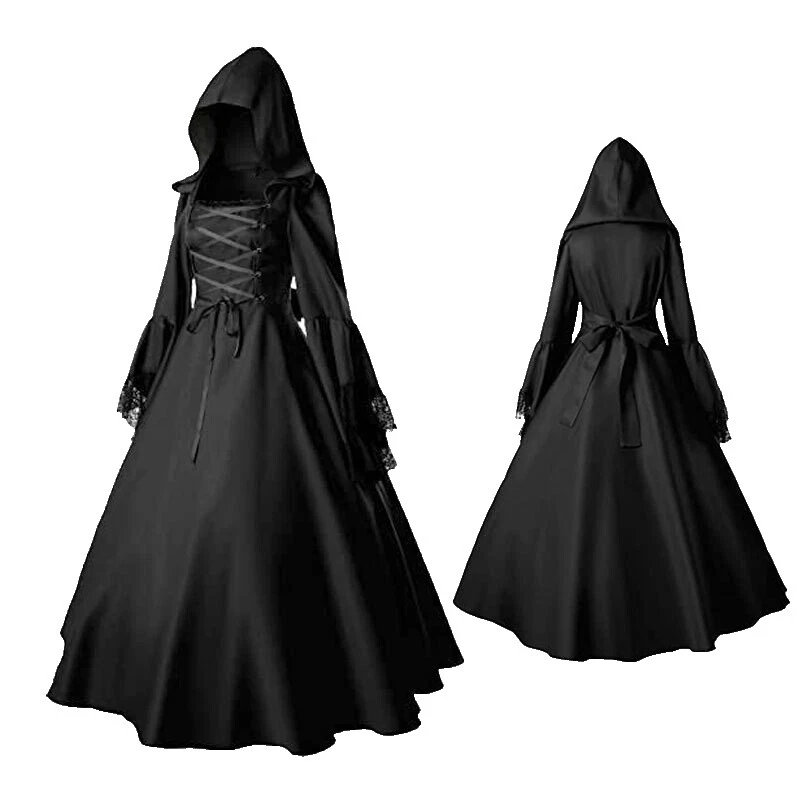 Vestido negro Medieval y Gótico disfraces para mujeres