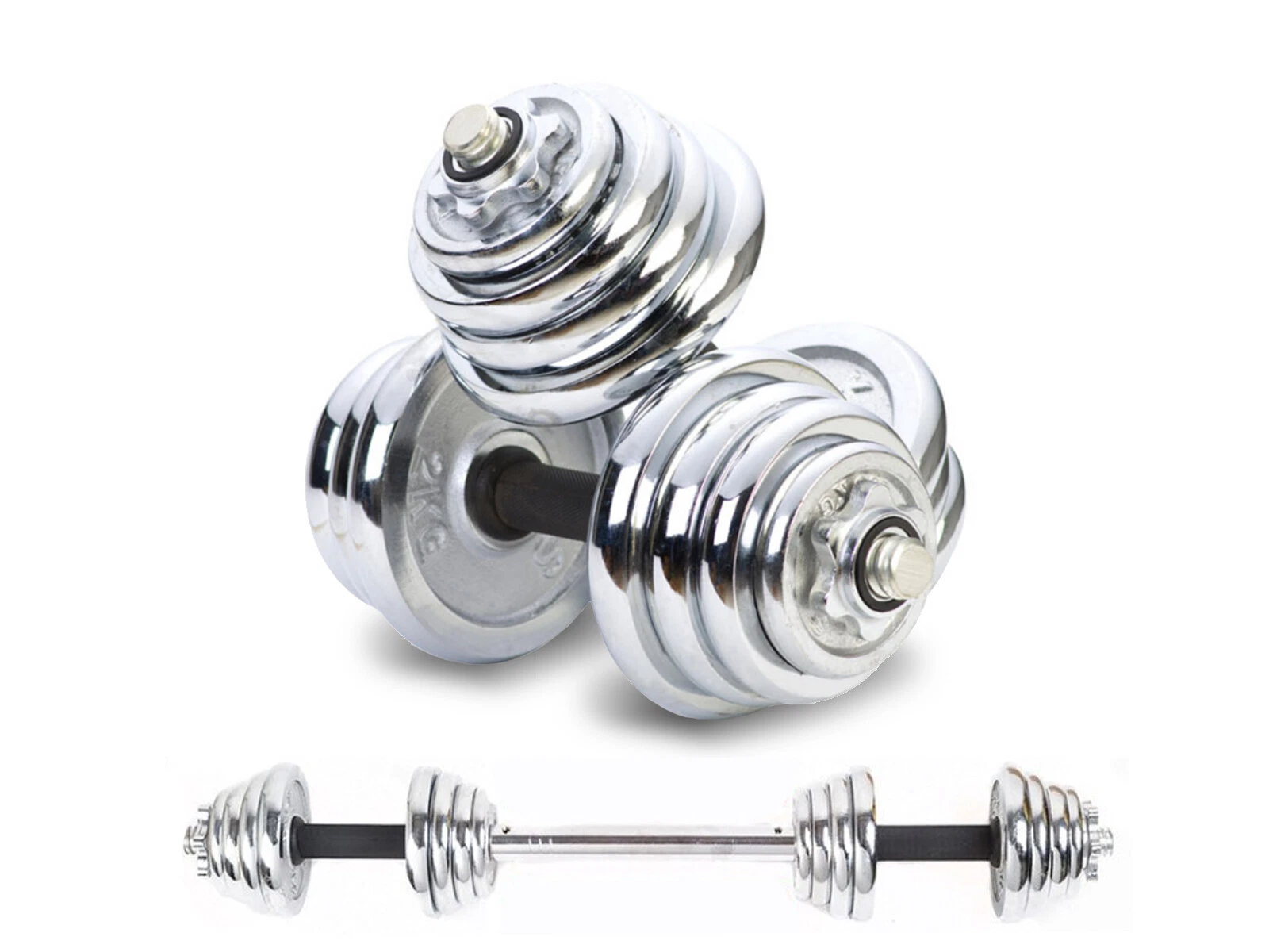Adjustable Weight To 110lbs Cast Iron Dumbbell Barbell Set Home Gym Work Out