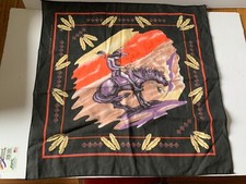 Vintage Southwestern USA Made Bandana Native American Horse Handkerchief 50/50