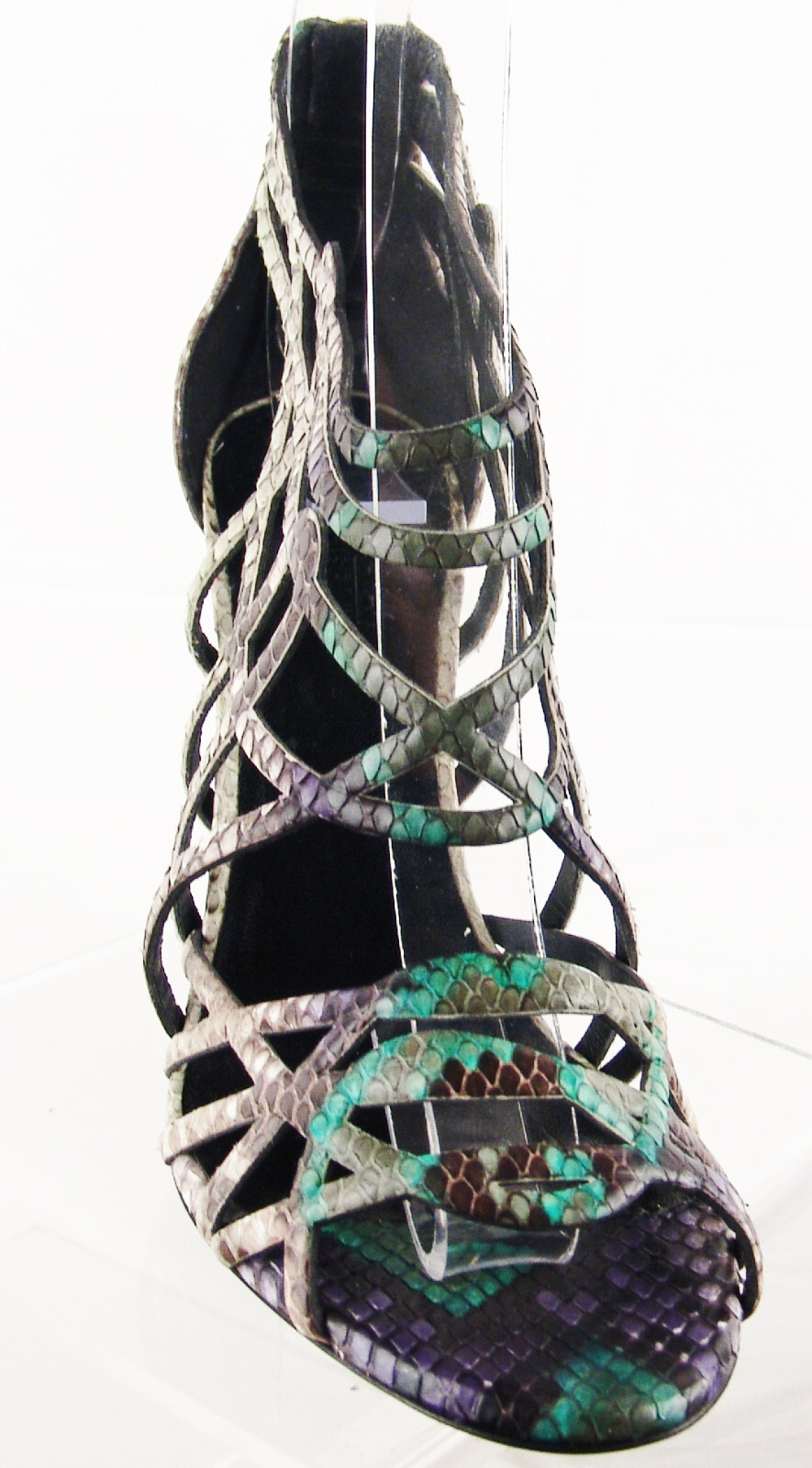 Hermes Multicolor Python Open Toe Cage Sandals Pu… - image 10