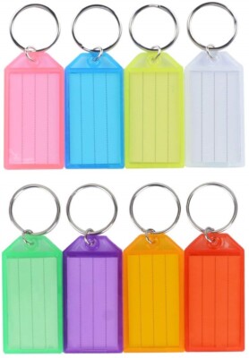 Key Tags Ring Bookbag Luggage Name Id With Split Holder Label Window Pack Lot 