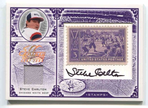 2005 LEAF CENTURY STAMP CENTENNIAL AUTO RELIC #29 STEVE CARLTON WHITESOX 23/39 - Picture 3 of 4