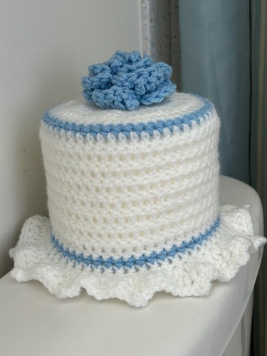 Toilet Paper Cover - Light Blue & White