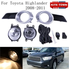 Fog Lights Bumper Lamp w/Switch kit Black bezels For 2008-2011 Toyota Highlander