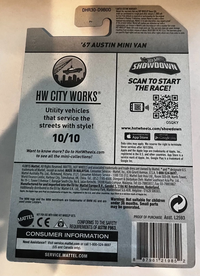 Mini furgoneta Austin 2016 Hot Wheels roja 67 serie City Works 10/10 Foto 2 de 2