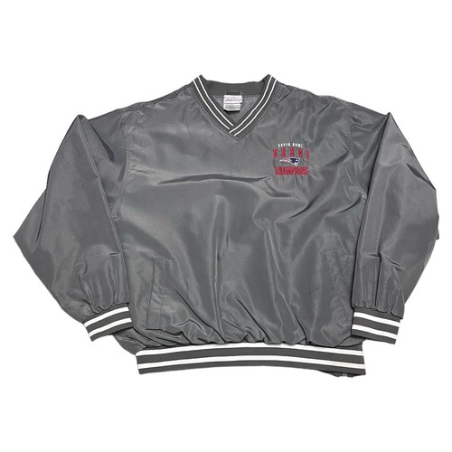 Vintage Y2K New England Patriots Retro REEBOK Super Bowl Grey Bomber Windbreaker