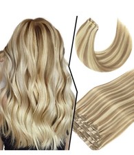 Light Brown Human Hair Extensions 20in PU 16clips 110g 7pcs P 8/60